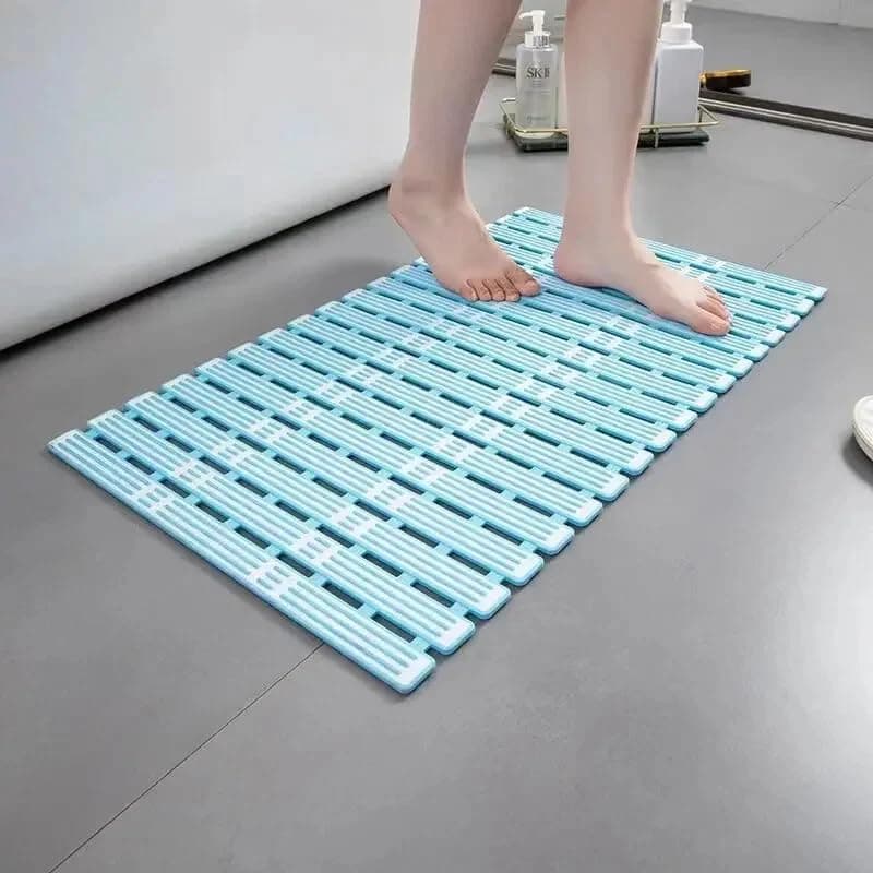 Silicone Bath Mat Non-Slip Plastic Bath Mat with Foot Brush and Multiple Straws Size 70x40cm for Comfortable Stable Surface in Front of Shower Bathtub Daily Use
