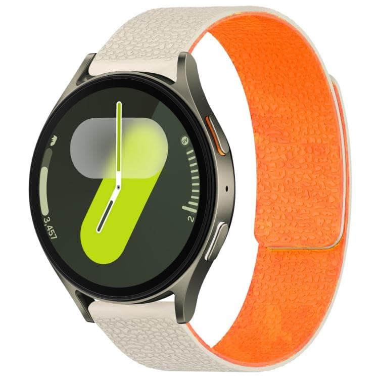 Magnetic Strap Compatible with Samsung Galaxy Watch 7/6/5/4 (20mm), Silicone Sport Wristband with Magnetic Clasp, No Gap Required, (White&Orang) Watch band