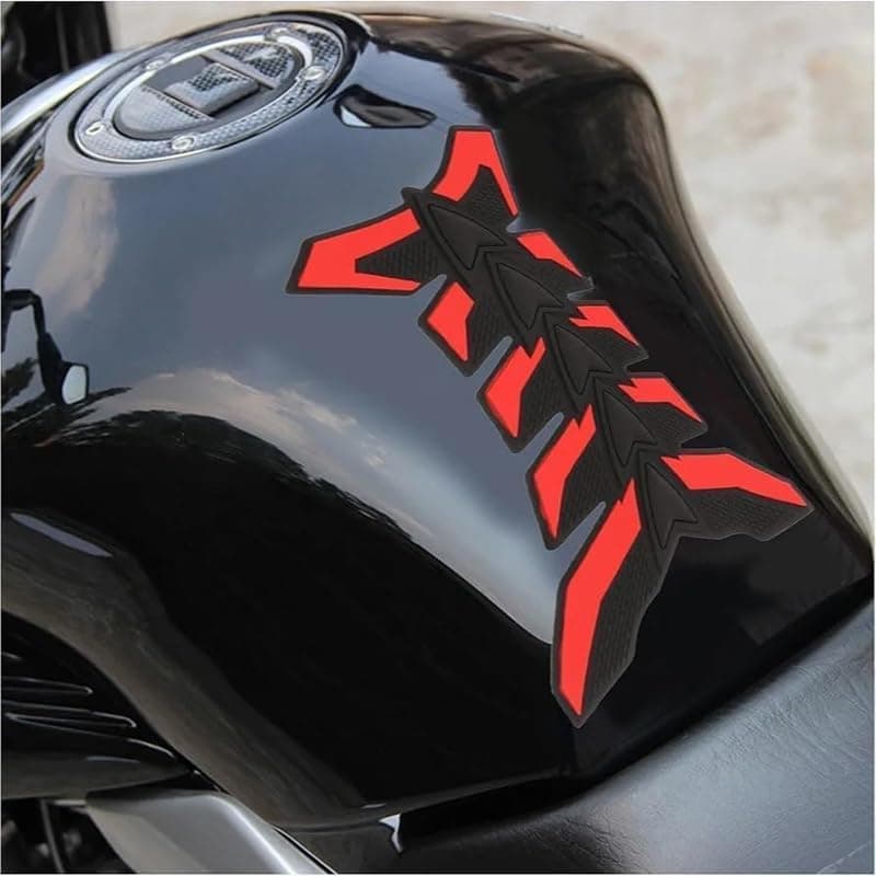 KaberTrade 3D Motorcycle Fuel Tank Protector Sticker Anti Slip Scratch Rubber Protection Pad Universal Design (1 Piece, Red*Black, Code:8441)