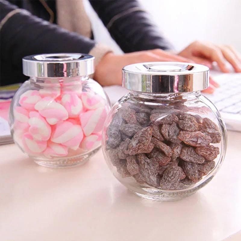 Generic Glass Spice Jar Set with Silver Lid, 4 Pack Storage Containers .A2 Food storage container