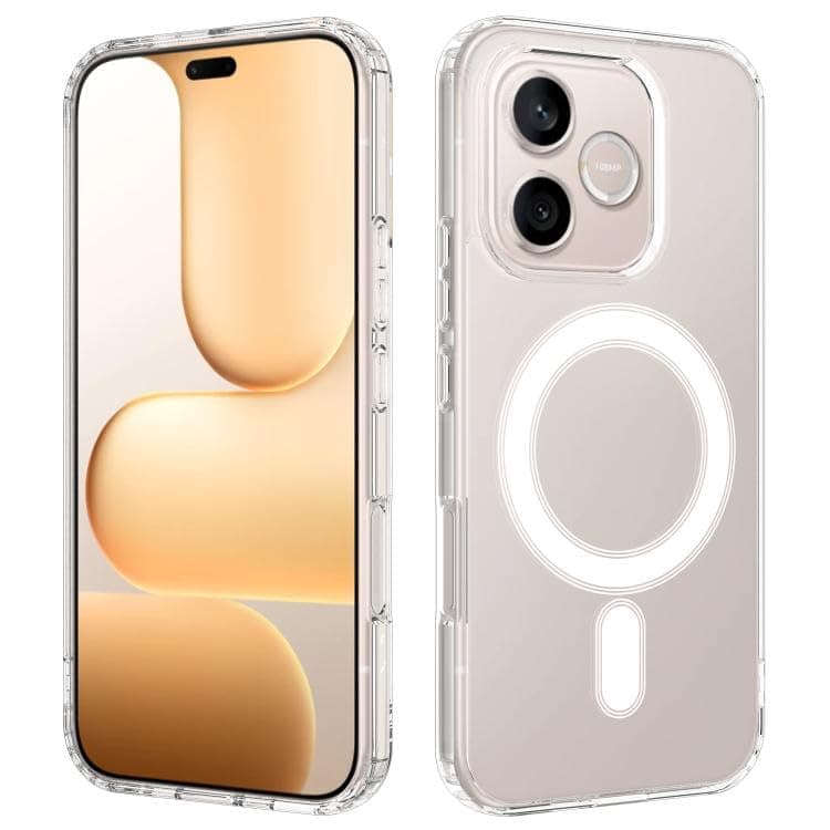 Case Cover Transparent (Compatible with Honor 600 Lite) Protective Phone Case with Frame And Magnetic Feature Anti Yellowing Supports Wireless Charging Lightweight and Durable (Clear) Cellular phone case