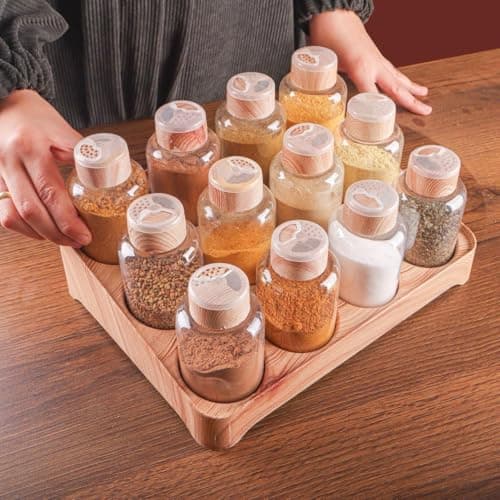 12 Piece Jumbo Spice Rack Organizer with 240ml Storage Jars Set