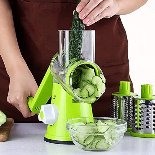 Generic Grater Shredder, Kitchen Manual Round Mandolin Slicer Grinder, for Cucumber Nut Potato Carrot Cheese, Vegetable Salad Shooter,Green, Swift Rotary Drum Grater Vegetable Food grater