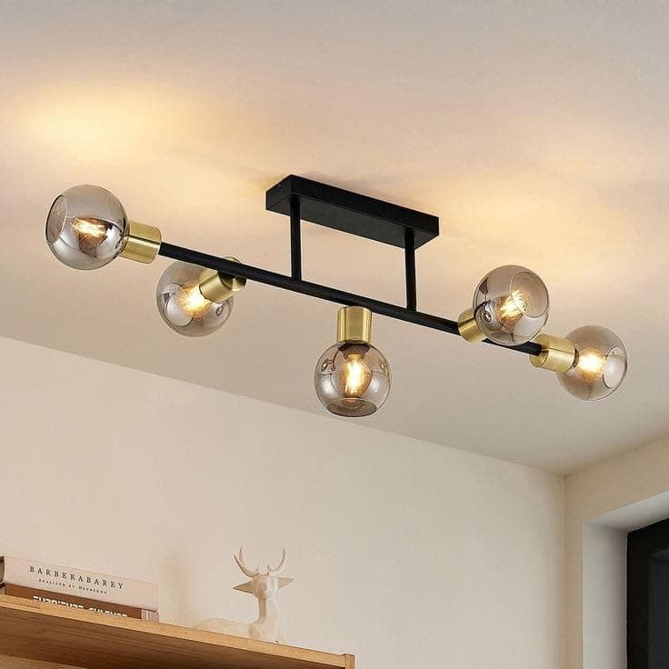 معلقة 5 لمبة بدون لمبات 30x75x30 سم اسود و ذهبى Light fixture