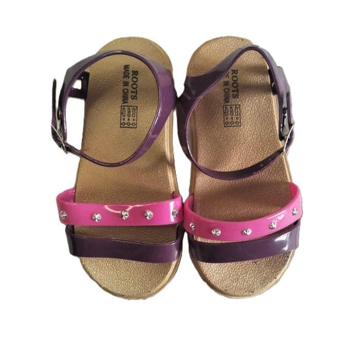 Two-Tone Double Straps Sandals - Pink & Purple-29
