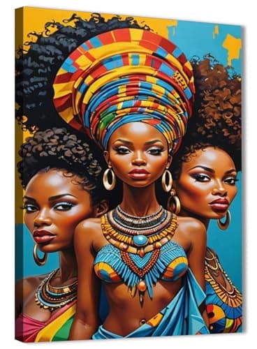 Skills Black Women Canvas Prints Modern Abstract Art Colorful Jewels Wall Art for Living Room, Bedroom, Office Decorations and More (30cm x 40cm)