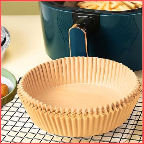 Air Fryer Paper Round Air Fryer Paper Cooking Paper Oven Microwave Safe | Non-Stick | Food Safe | Parchment Paper Plate | for Cakes, Fish, Chicken 50 Count