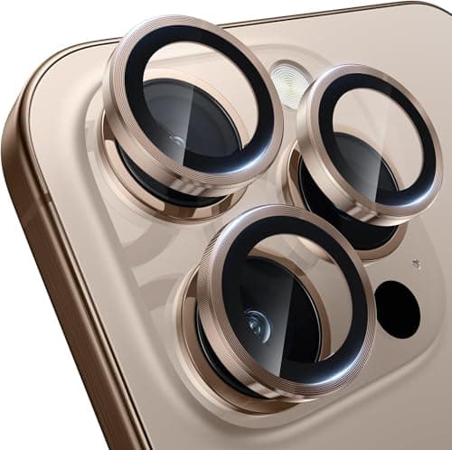 ELMO3EZZ Compatible with iPhone 16 Pro/iPhone 16 Pro Max Camera Lens Protector - [Original Shooting Model] Shatterproof Ultra HD Tempered Metal Glass Camera Screen Protector Cover (Desert Titanium) Cellular phone case