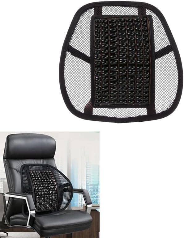 Lumbar Pillow Back Cushion Lumbar Support Waist Support Cushion for Car Seat Massage Beads Office Chair Wheelchair (1 Piece) Black Body positioner