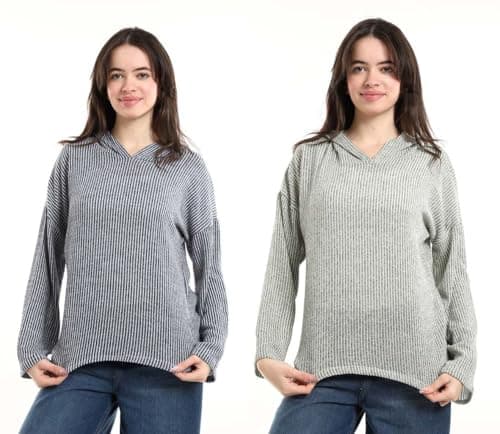 Red Circle Womens Bundle of 2 Comfortable Casual Long Sleeve Sweatshirt Bundle of 2 Comfortable Casual Long Sleeve Sweatshirt Outerwear