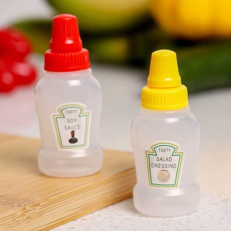 4Pcs Mini Sauce Squeeze Bottles for Ketchup Mayo Honey with Airtight Seal