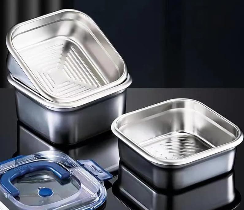 1 Liter Tin Metal Lunch Box with Airtight Lid and Comfortable Handle Portable Food Storage Container for Fridge and Travel Practical Rectangular Case Meal holder