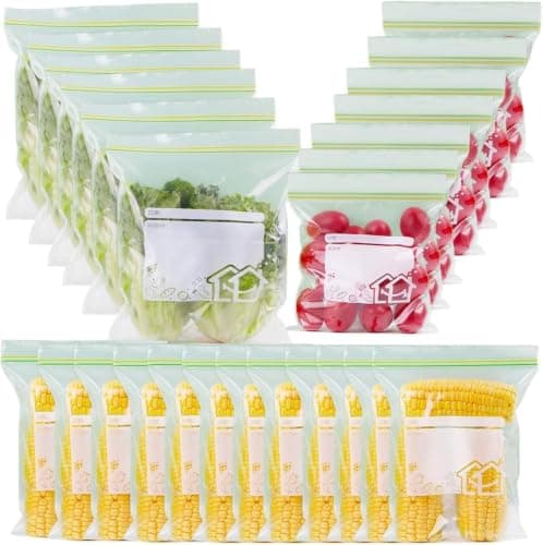 Freezer Bags Resealable Food Storage Reusable Kitchen Organizer