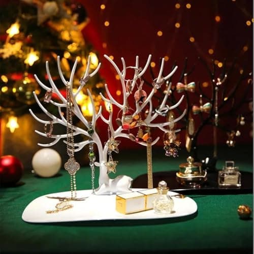 Small Creative Plastic Deer Accessories Stand with Tree Trunk Display Organizer Jewelry Holder Key Holder Jewelry storage