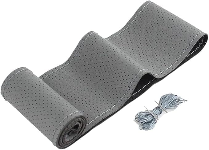 Steering Wheel Cover for Car - Leather - (Grey)