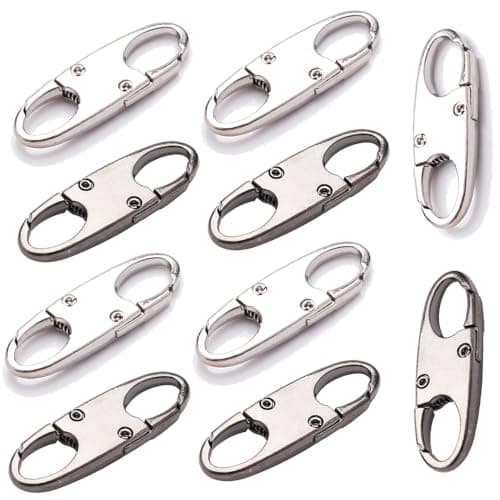 Quweiz 10Pcs Zipper Clips Anti Theft Deterrent, Double Small Carabiner Clips, Small Zipper Pull Locks for Backpacks Traveling Camping Suitcases(5PCS Black+5PCS Silvery)