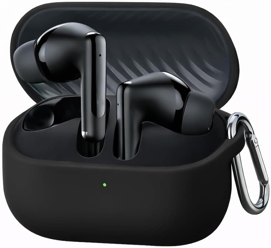 Silicone Case with keychain for Oraimo FreePods Neo (OTW-323), Black Color Portable electronic device cover