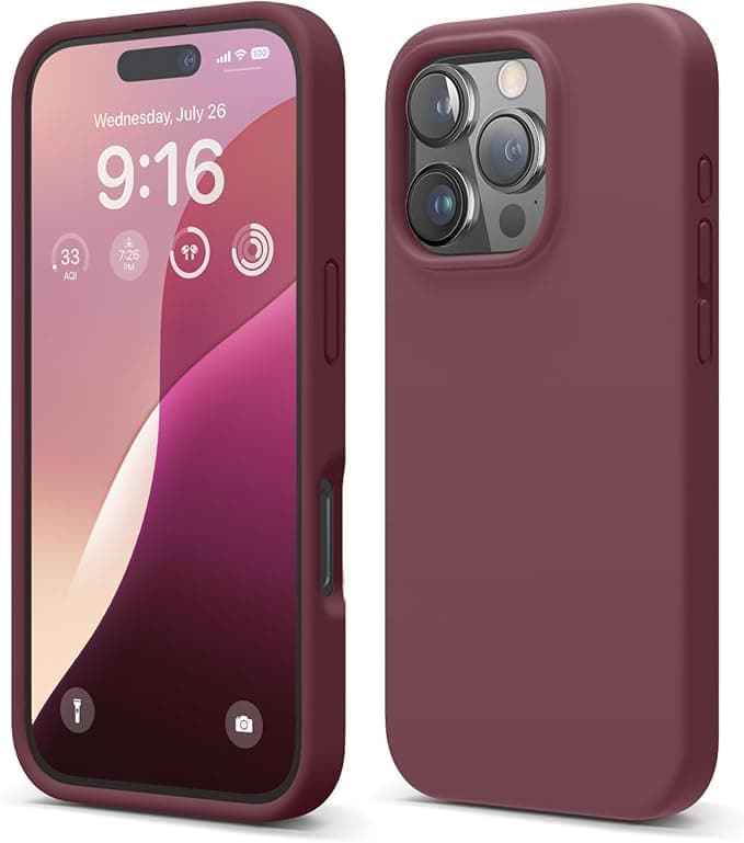 Compatible with iPhone 16 Pro Case, Premium Liquid Silicone Case, Full Body Protective Cover, Shockproof, Slim Phone, Anti-Scratch Soft Microfiber Lining, 6.3 inch (Win Red) Cellular phone case