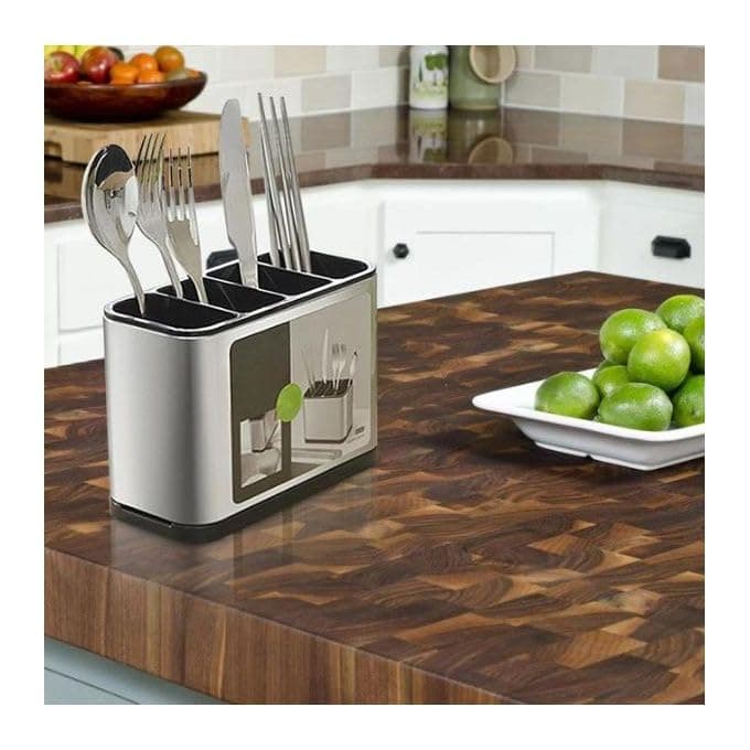 4-Compartment Cutlery Drainer Organizer for Spoons Forks and Utensils