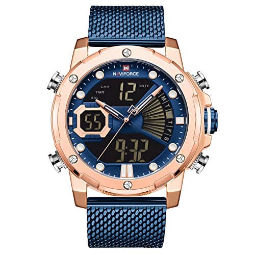 NAVIFORCE 9172S RGBEBE Custom Luxury Men's Wristwatches Analog-Digital Men's Sports Stainless Stee Watch