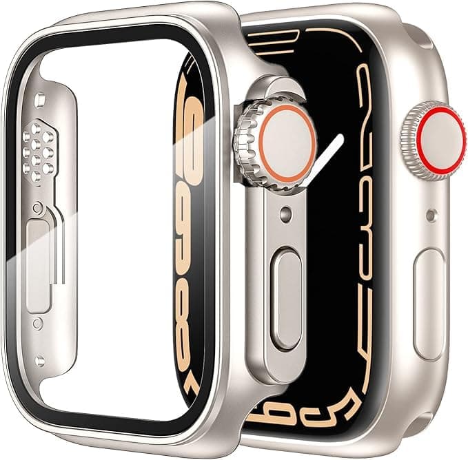 for Apple Watch Series 6/5/4 SE2 40mm Case, Privacy Tempered Glass Screen Protector，[Anti-peeping] Full Coverage Durable PC Hard Cover Bumper (Starlight)