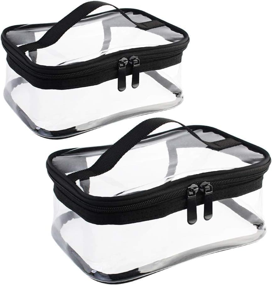 Clear Makeup Bag Oval Cosmetic Organizer with Colored Trim Travel Case