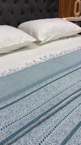 Generic Cotton Patterned Throw Blanket with Tassels 220 x 240 cm, .reh