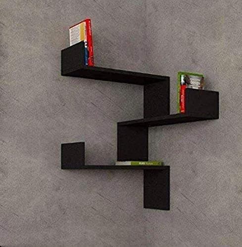 Gad Woods Corner Wall 3 Pcs Shelves 60 cm - Black