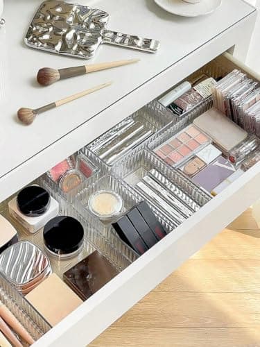 Acrylic Drawer Organizer 8-Pack Clear Storage Bin Trays for Vanity Desk