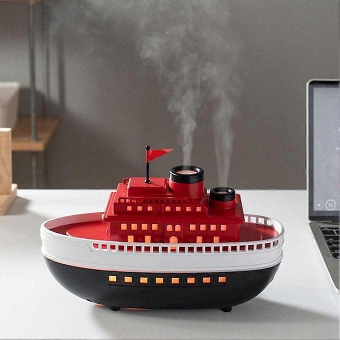 Ecosystem Ship Aromatherapy Diffuser Humidifier 300ml Essential Oil Diffuser for Home Bedroom Office Steamboat Decorative Cool Mist Humidifier