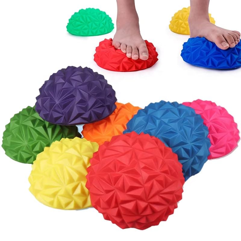 Half Circle Exercise Balance Ball Foot Massage Cushion Upgraded "Diamond" Design - 1 Piece Multicolor for Home Workout, Yoga, Physical Therapy, Improve Fitness