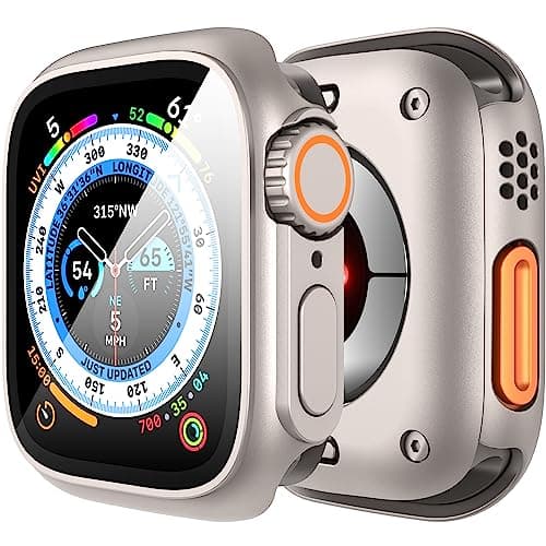 Suoman for Apple Watch Series 8/7/6/5/4/Series SE 2 45mm Screen Protector Case, [ Looks Like Ultra Protector Case ] Front and Rear Cover Protector Case for iWatch 45mm (Starlight for iWatch 45mm)