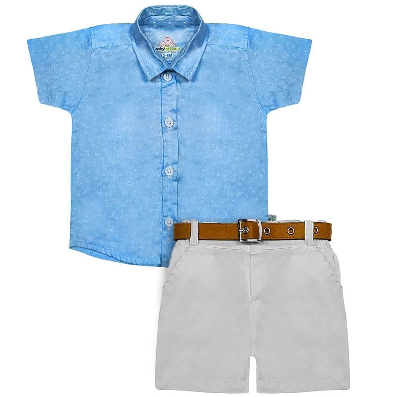 Baby Shoora Boys Half Sleeves Shirt,Short&Belt Half Sleeves Shirt,Short&Belt (pack of 1)