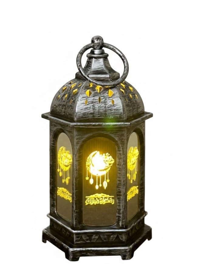 Stellar Stores Vintage Ramadan Mini-Lantern Antique Decorative Mini-Lantern, Tabletop Decor Fanoos for Ramadan and Eid (Silver)