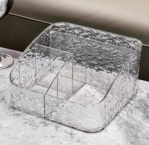 Generic Clear Acrylic Organiser with 5 Compartments, Multi-Purpose for Makeup Brushes, Remote Controls, Cutlery and Stationery, .db Caddy