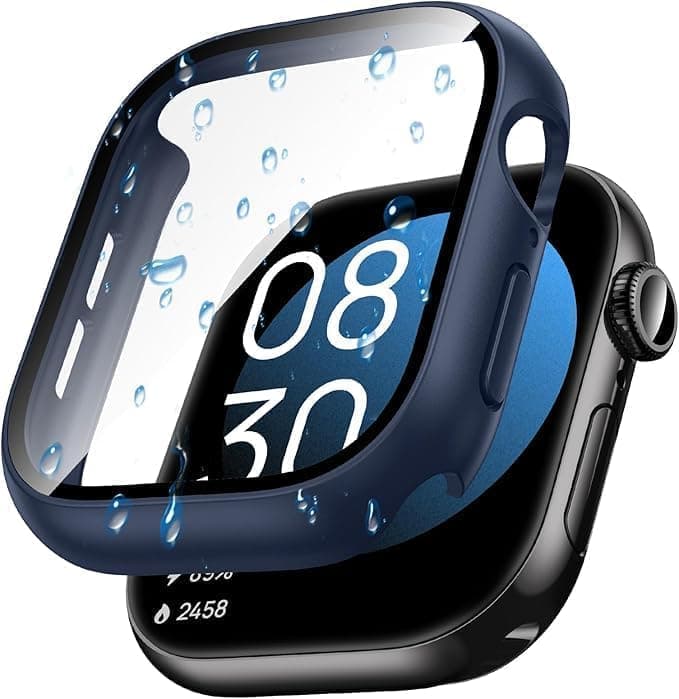 Ultra-Thin Hard PC Protective Case for Apple Watch Series 10 42mm, 360° Protection, 0.12mm Glass, Shockproof, Hard PC Material, Slim Fit Protective Cover (Navy) Portable electronic device cover