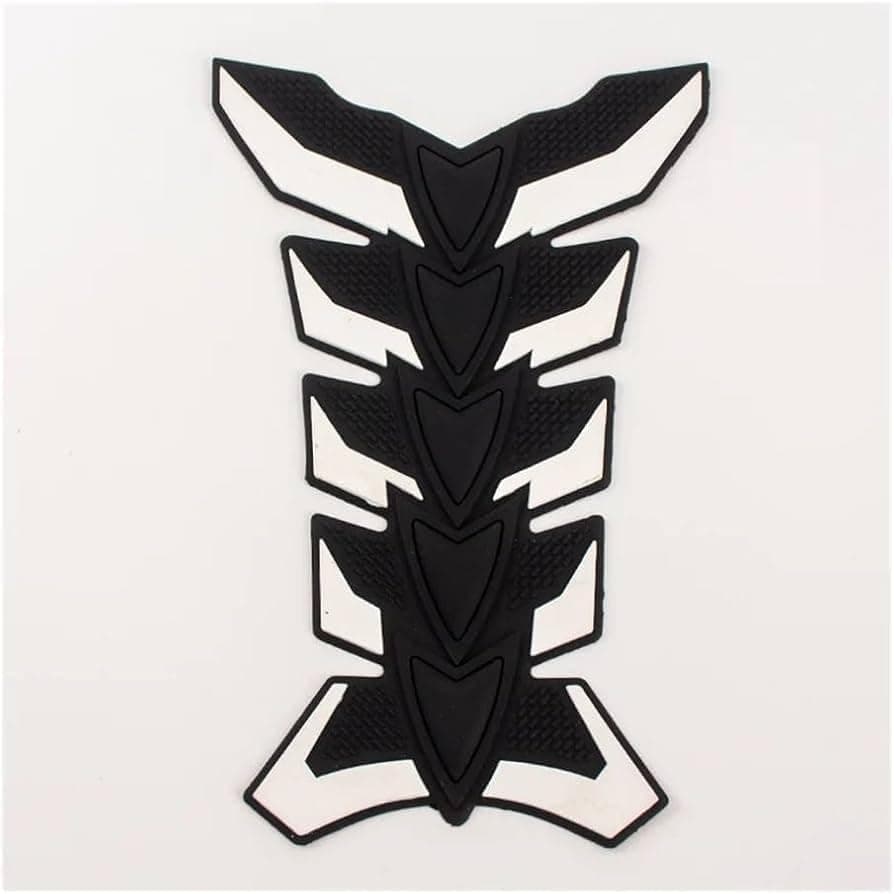 Motorcycle Fuel Tank Pad Protector, Fishbone Design, Black and white | Rubber Material, Scratch Protection, Universal Fit, 3D Textured Grip, Easy Installation