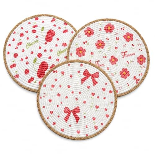 Flower Round Table Coaster – Hot Plate & Utensil Protector – Serving Mat & Table Decor – Diameter 38cm, 1 Trivet
