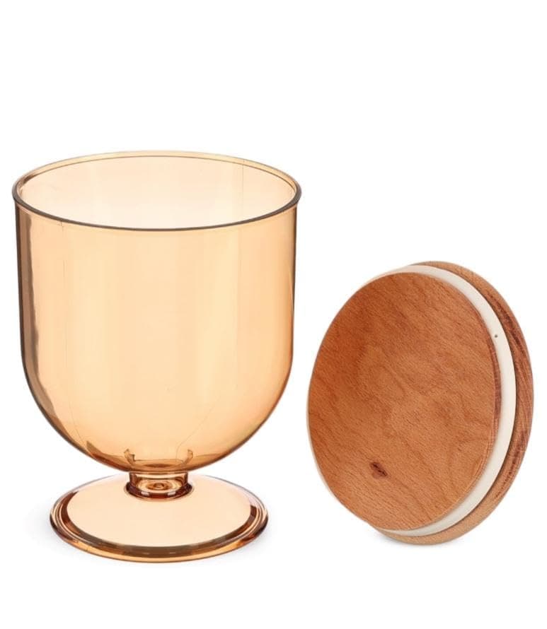 Generic Candy Acrylic Jar with Wooden Lid, Honey Colour, 1350ml Capacity, .kl Food storage container