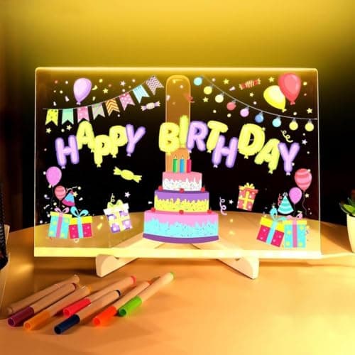 12x8 LED Luminous Transparent Writing Board with Stand and 7 Markers