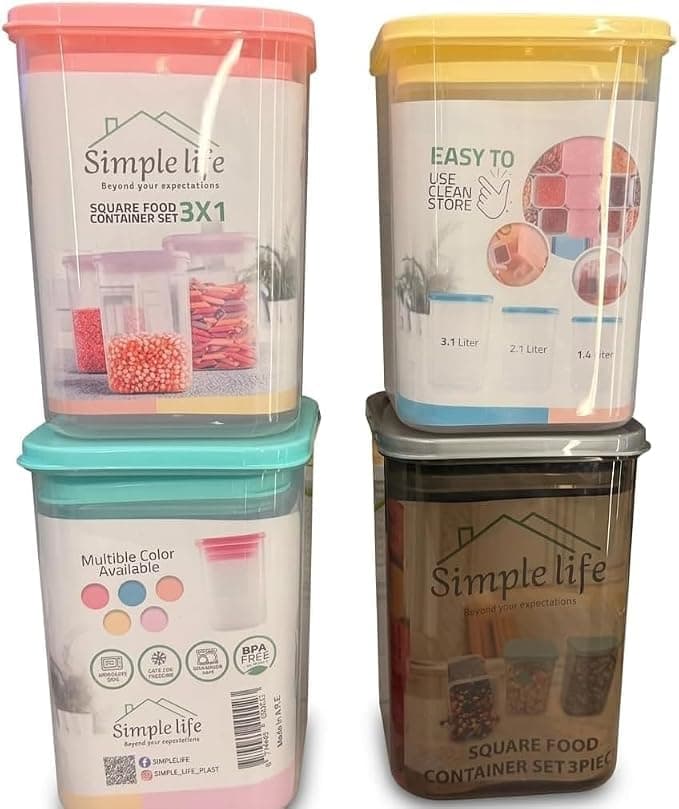 Legume Canisters Set of 4 Different Sizes – Practical Airtight Storage Organizer for Cereal, Pasta, Kitchen AR Storage box