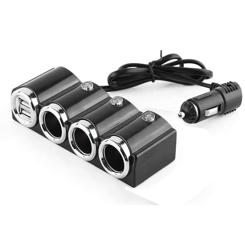 KaberTrade Smart Car Lighter Splitter, Multi Outlet Power Strip for Cars and Trucks, Suitable for Navigation, Dash Cam, Phone Charging (3 Eye/2USB, Code:3926) - KaberTrade Mechanical lighter