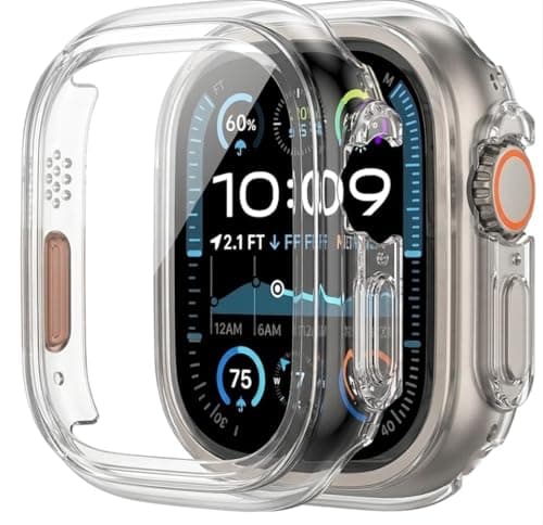 X mob Waterproof Case with Screen Glass, Black Compatible with Apple Watch Ultra/Ultra 2/Ultra 3 49mm, Easy to Install and Remove (Clear) Portable electronic device cover