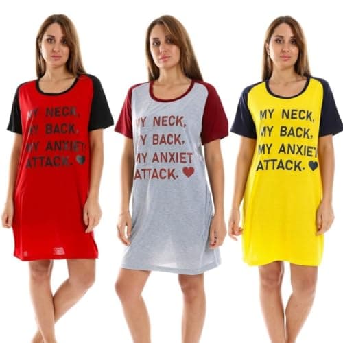 KADY Womens Bundle of 3 sleepshirt short sleeves Bundle of 3 sleepshirt short sleeves Sleepwear