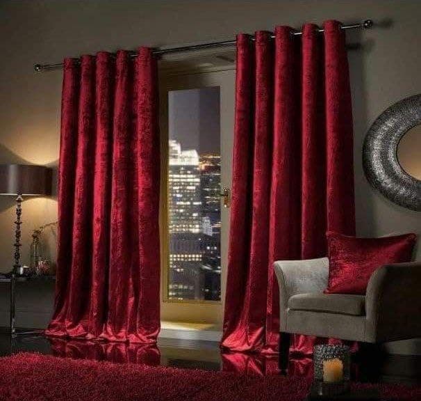 Generic Red Velvet Curtains, Heavy Soft Fabric, Ready to Install, 150cm x 275cm .flo