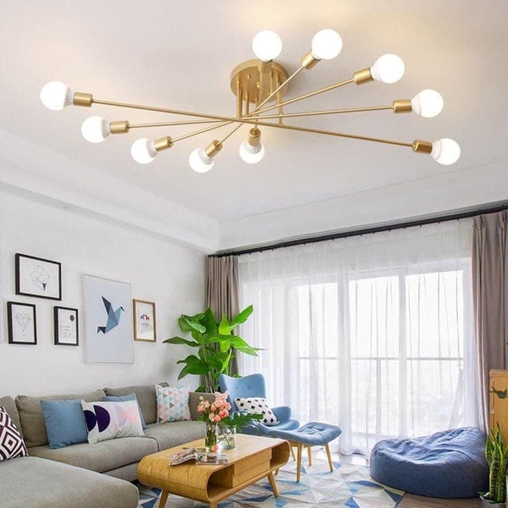 Generic Pendant Light 10 Bulb Without Bulbs 100m×30×100cm Gold