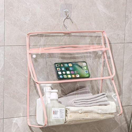 Waterproof Transparent Bathroom Organizer Phone Holder Shower Caddy Rack