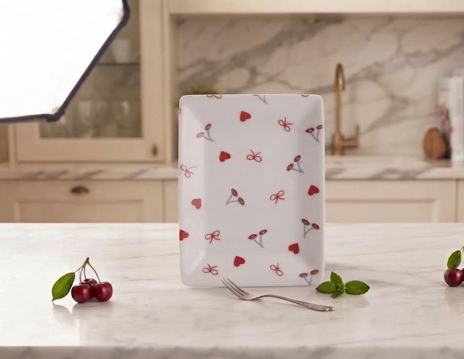 3-Piece Heart Shaped Serving Tray Set Durable Shatterproof Platters