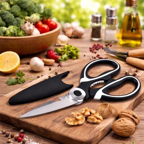 Multipurpose Kitchen Scissors Heavy Duty Stainless Steel Blades With Nut Cracker Bottle Opener Fish Poultry Vegetable Cutting Tool