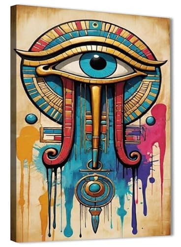 Skills Canvas Prints - Modern Abstract Illustrations - Ancient Egyptian Eye of Horses - Wall Art for Living Room, Bedroom, Office Decorations & More - Size 30cm x 40cm